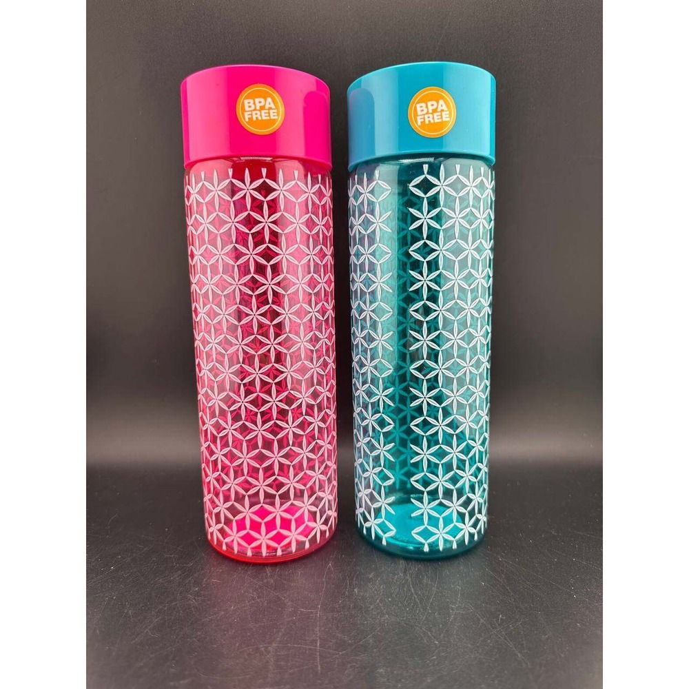 Set of 2 BPA Free 30oz Geometric Water Bottles Pink Teal - G02 (15)